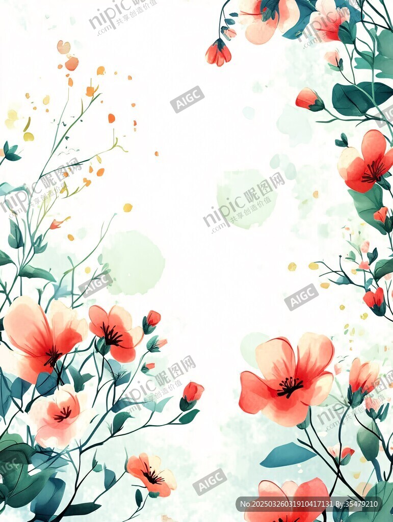 清新花卉邊框背景圖