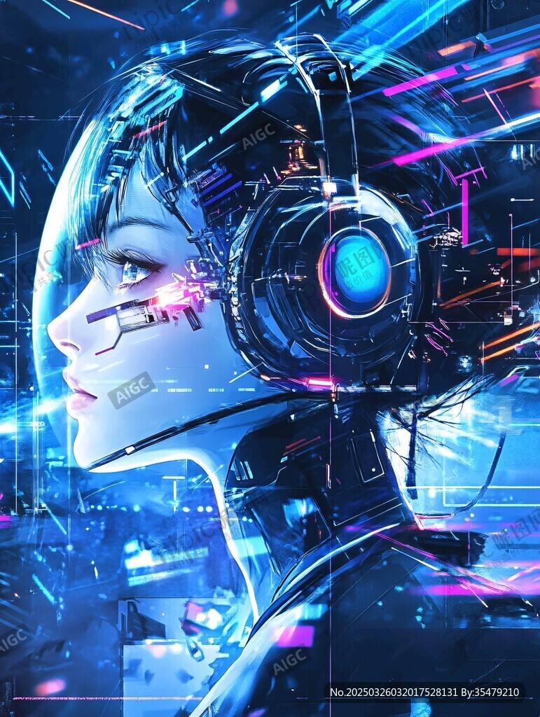 賽博朋克風的未來科技女性