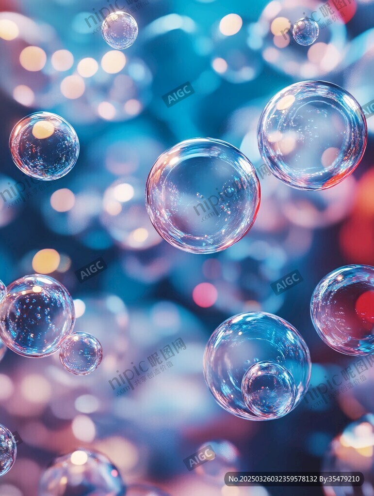 夢(mèng)幻多彩泡泡飛舞瞬間