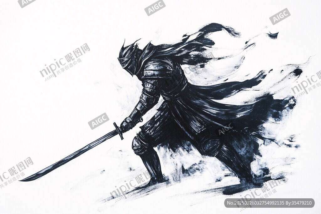 黑衣劍士 凌厲揮劍瞬間