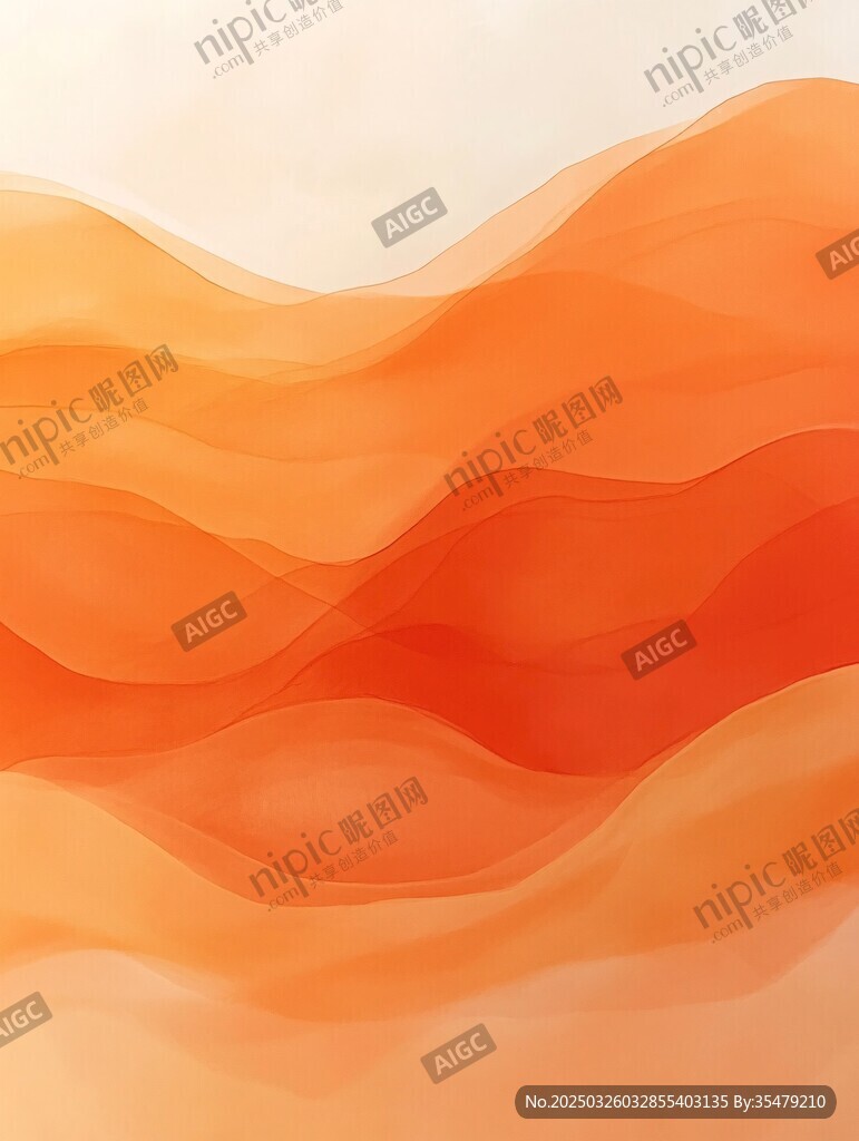 橙色漸變波浪抽象背景圖
