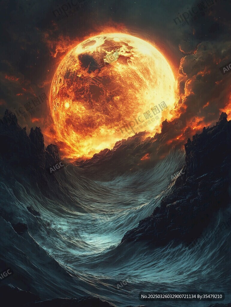 熾熱星球破海浪奇幻景象