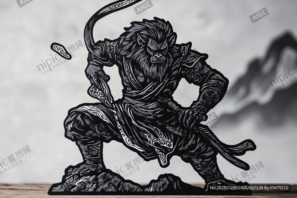 黑悟空立體剪紙造型