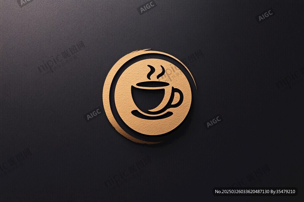 金色咖啡杯標志設計