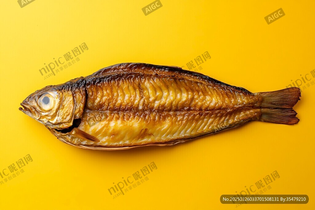 黃色背景上的風(fēng)干魚