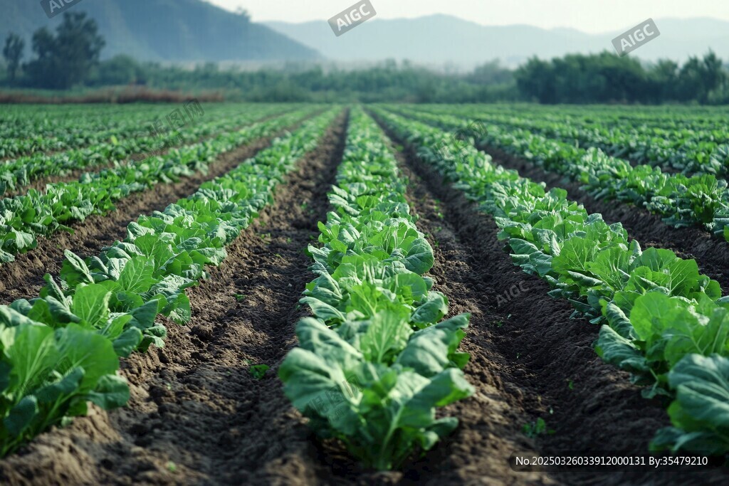 田園菜畦 晨光下的農耕景
