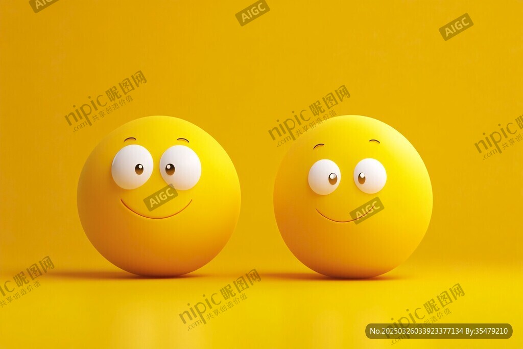 兩個黃色笑臉表情圓球