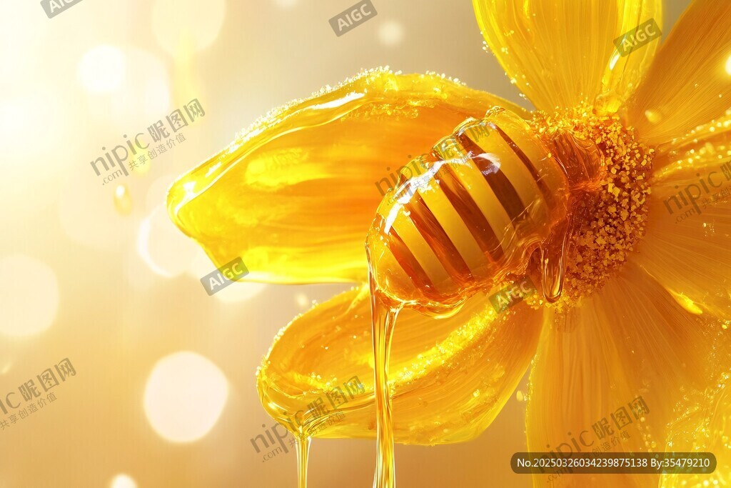 蜜蜂采蜜于金黃花朵間