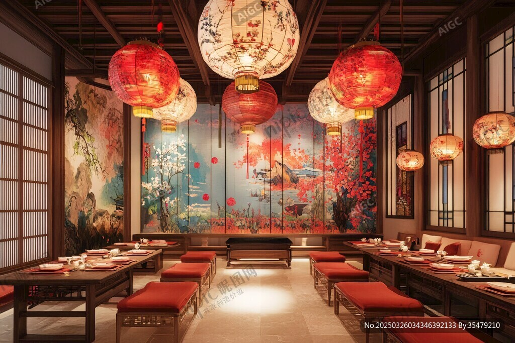 中式古風餐廳的典雅景致