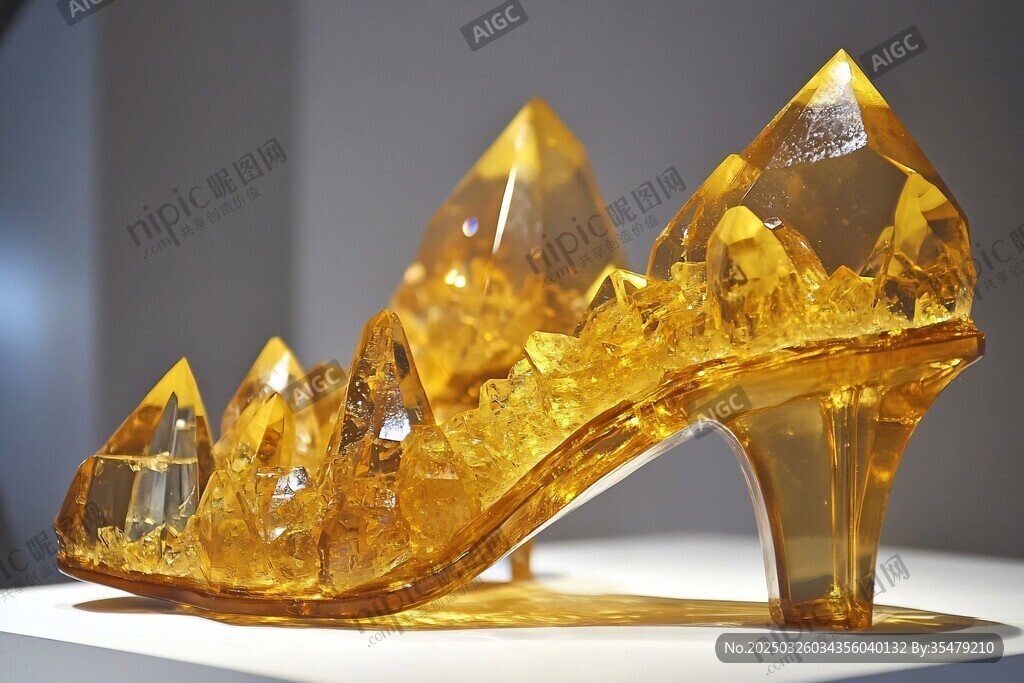 璀璨黃水晶高跟鞋藝術品