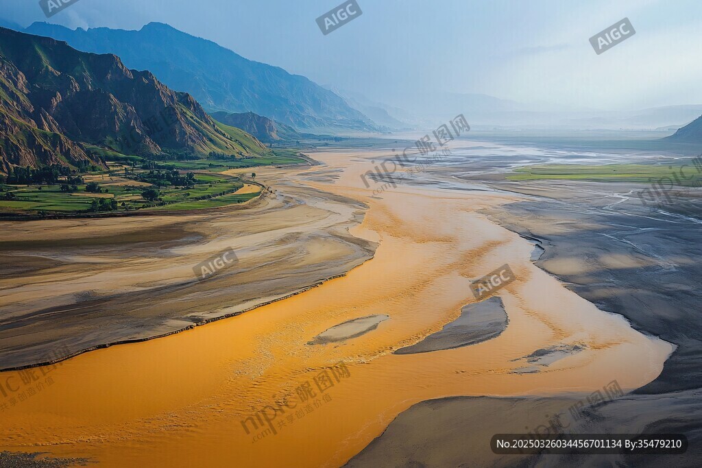 壯麗黃河河谷俯瞰美景