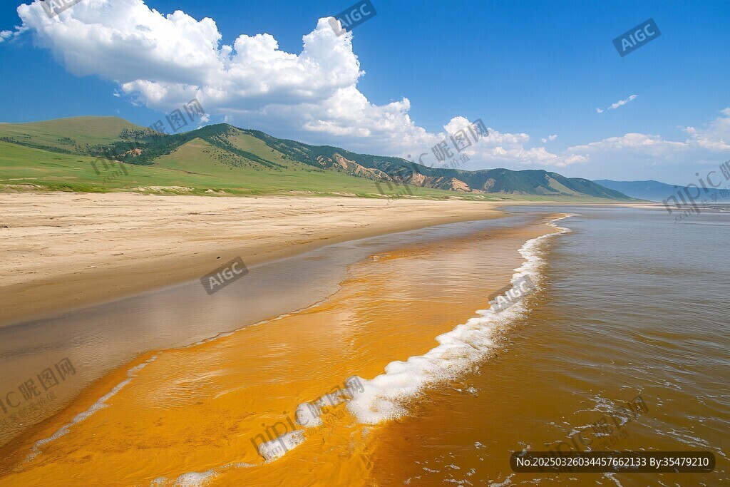 金黃沙灘與澄澈藍(lán)天的美景