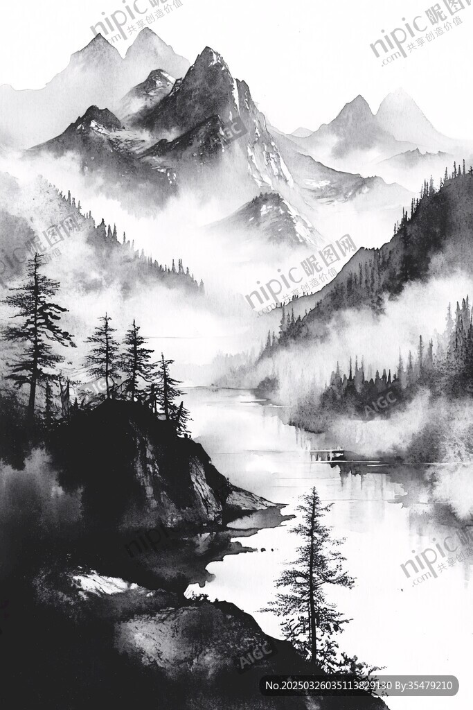 水墨山水間的靜謐之景