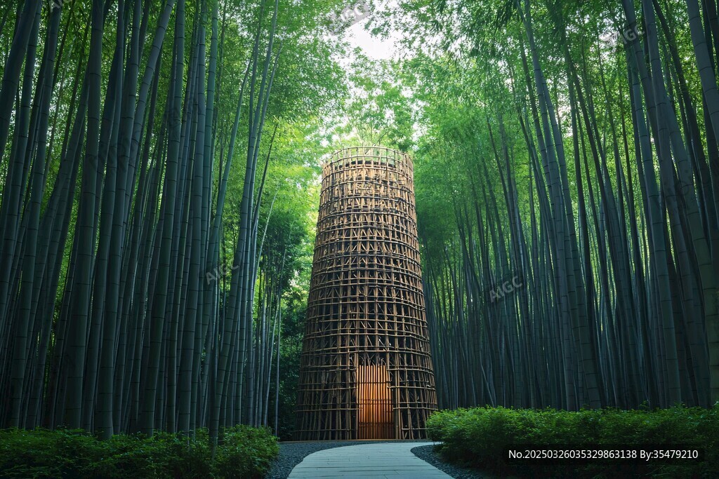 竹林中的獨(dú)特木質(zhì)建筑