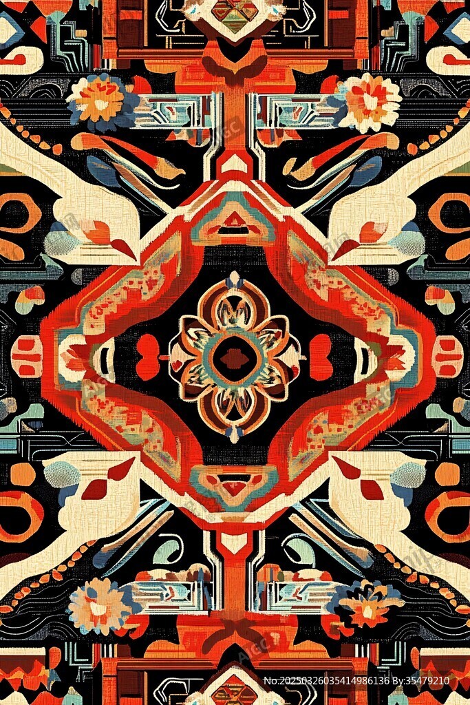 復(fù)古幾何花卉民族風(fēng)圖案