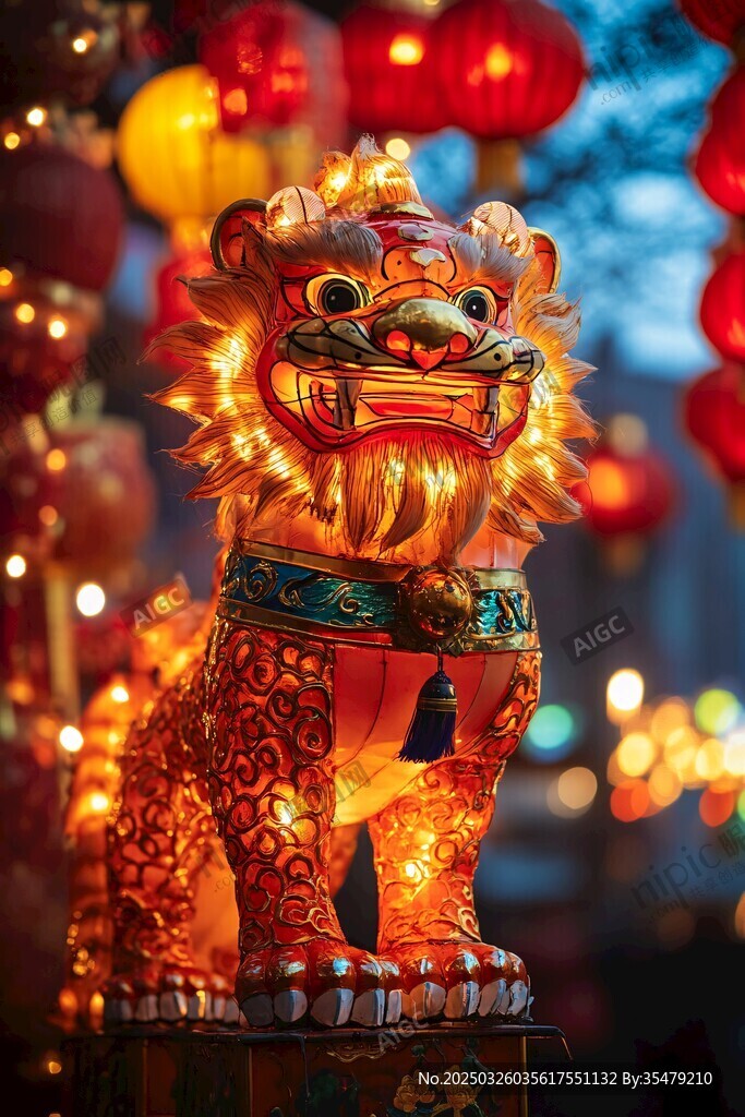 喜慶醒獅燈籠迎新春
