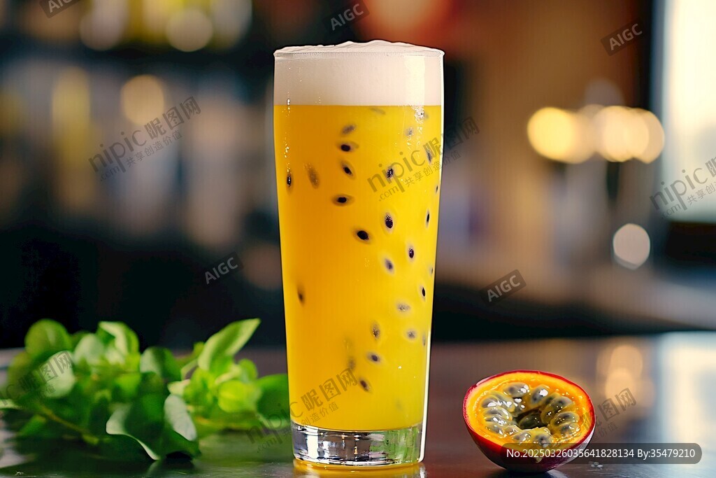 滿杯百香果飲品清新誘人