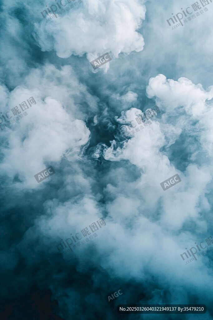 夢(mèng)幻藍(lán)白云朵天空景象