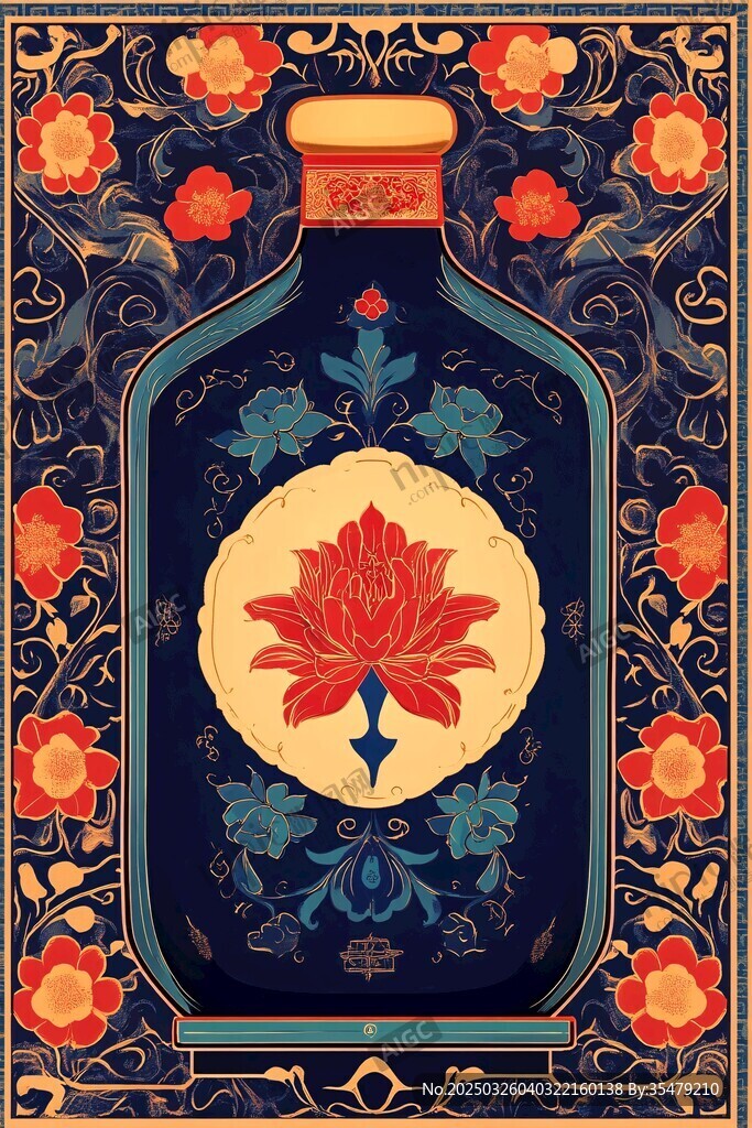 中式復古風精美花瓶插畫
