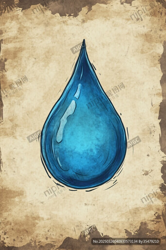 復(fù)古風(fēng)藍(lán)色水滴插畫