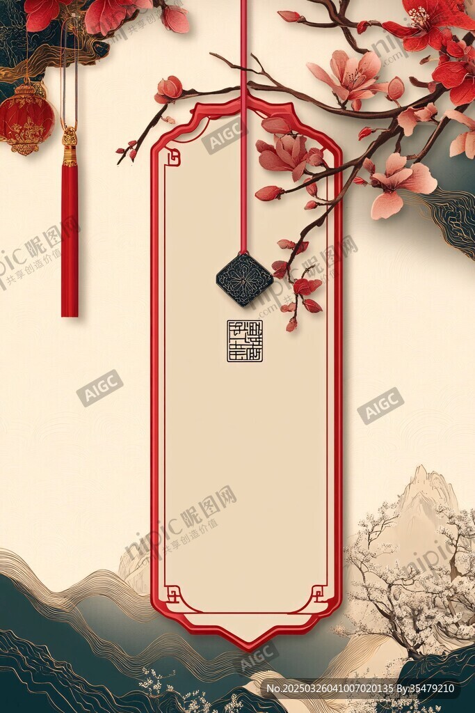 中式古典風邊框裝飾背景圖