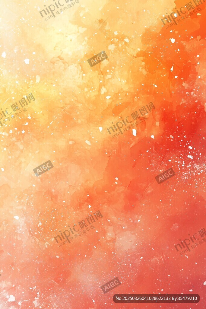 夢幻橙紅色水彩閃光背景