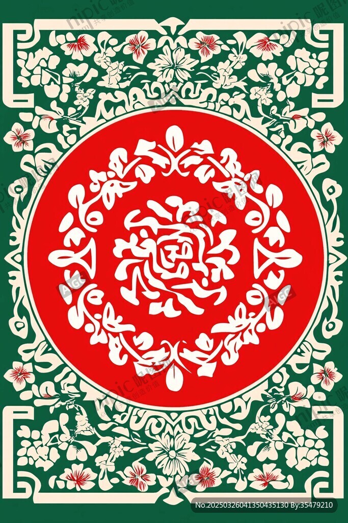 中式傳統(tǒng)花卉圖案裝飾畫