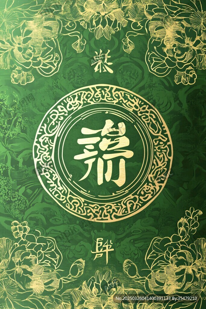 中式壽文化主題綠色背景圖