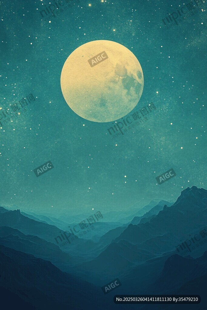 月夜下的山巒與璀璨星空