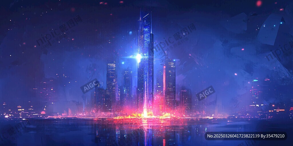 夢幻未來都市夜景