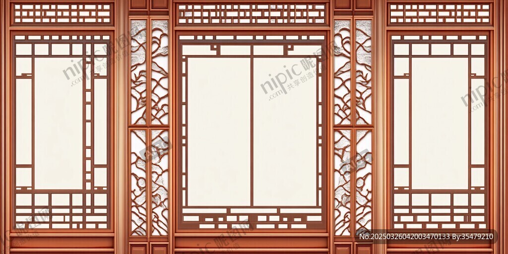 中式古典雕花木質(zhì)屏風(fēng)