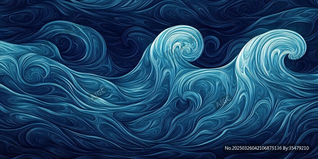藍色夢幻海浪紋理圖案