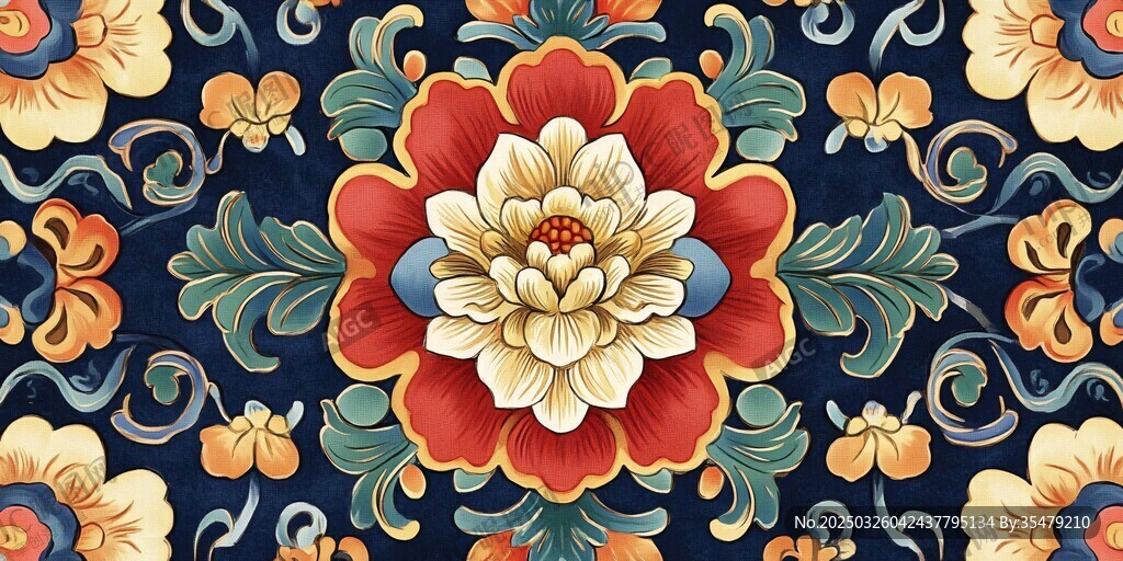 中式古典花卉紋樣圖案