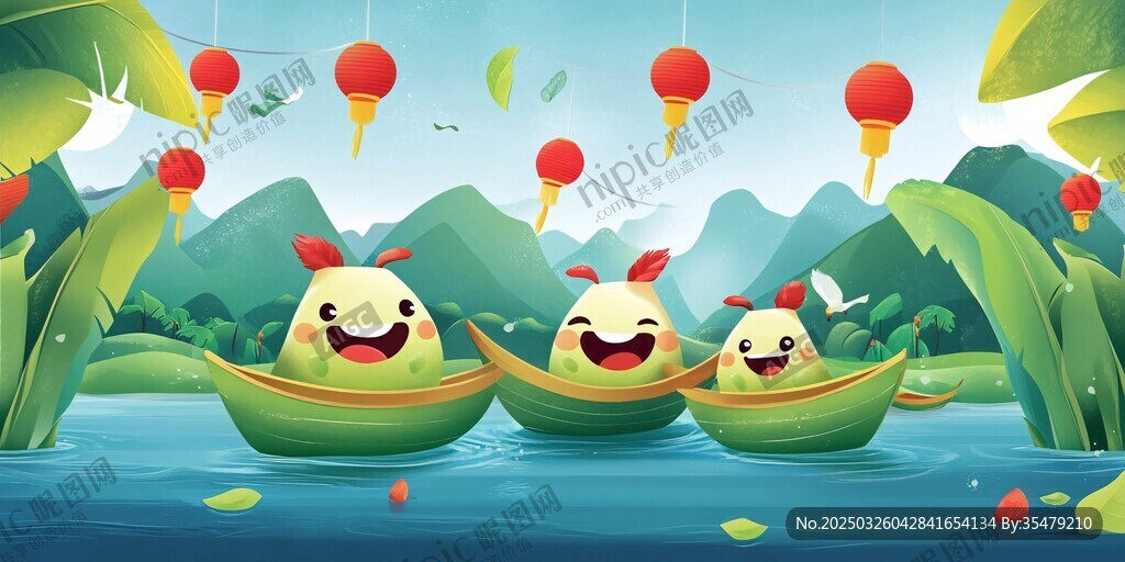 端午萌趣粽子劃船慶佳節(jié)