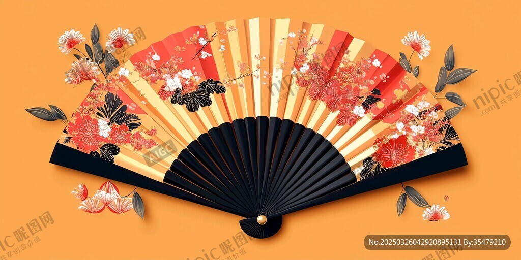 日式花卉折扇 古韻雅致風(fēng)