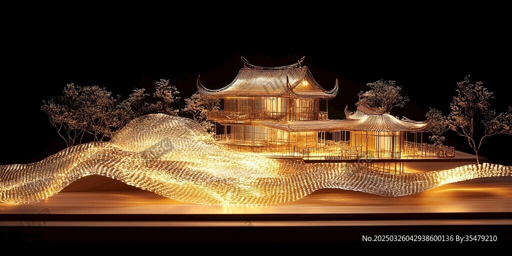 中式發(fā)光建筑模型藝術(shù)展示