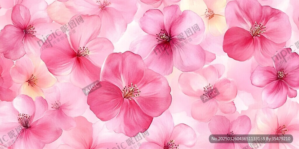 粉色爛漫櫻花花卉圖案
