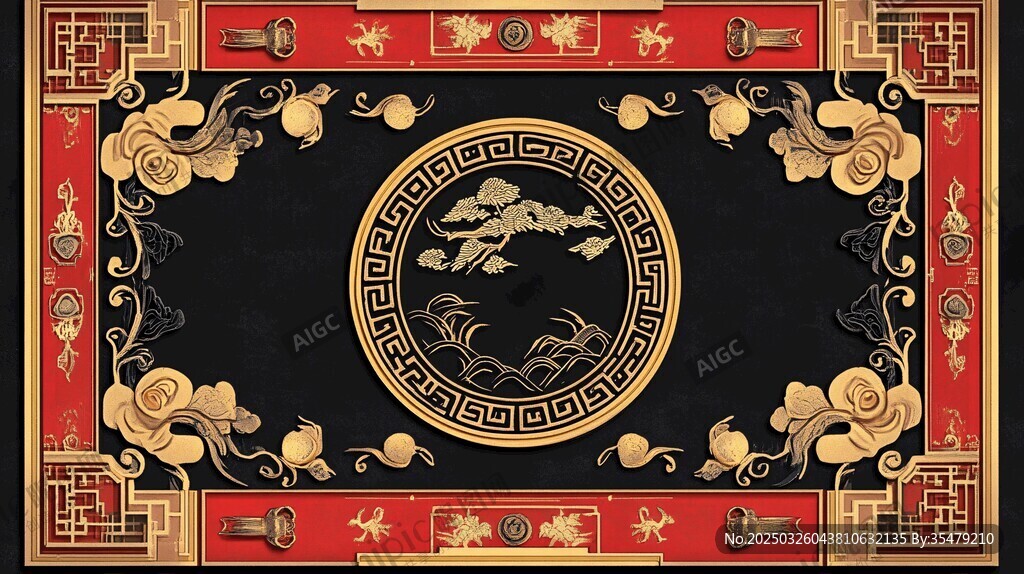 中式古典黑金風(fēng)吉祥紋飾
