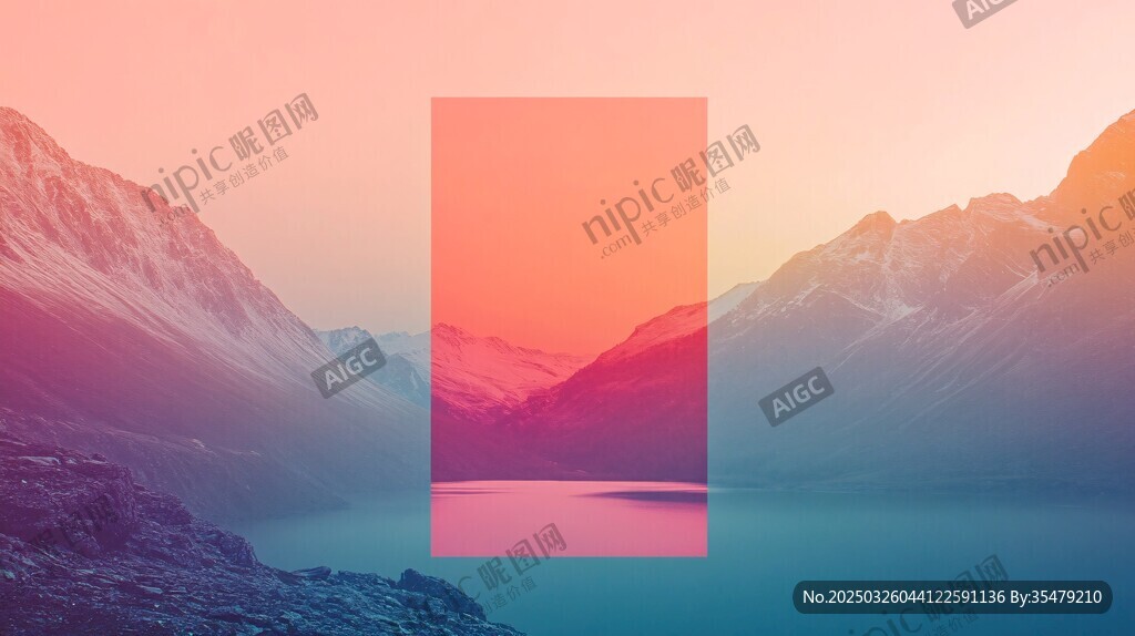 夢幻山間湖景漸變風光