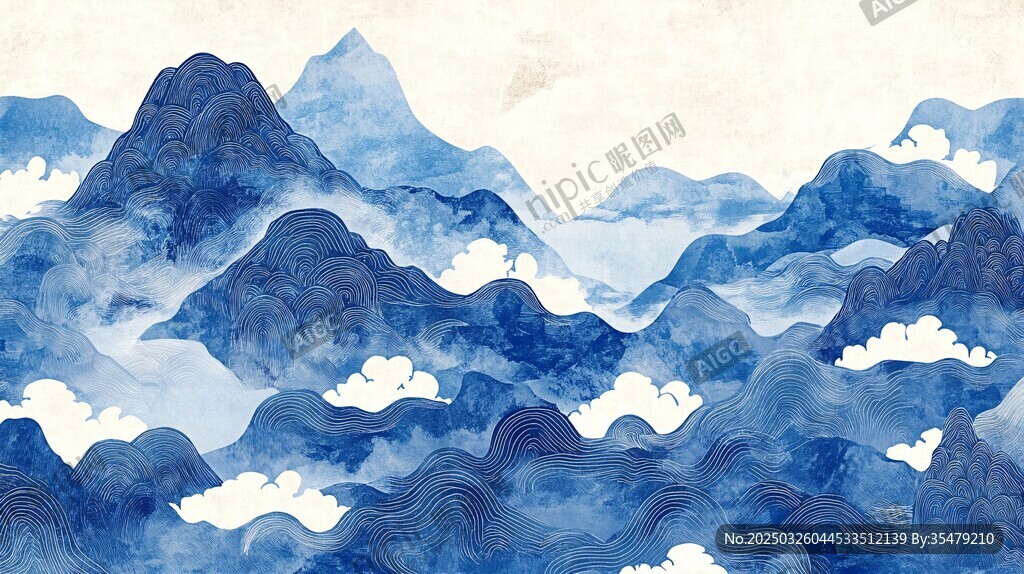 水墨群山云霧間美景