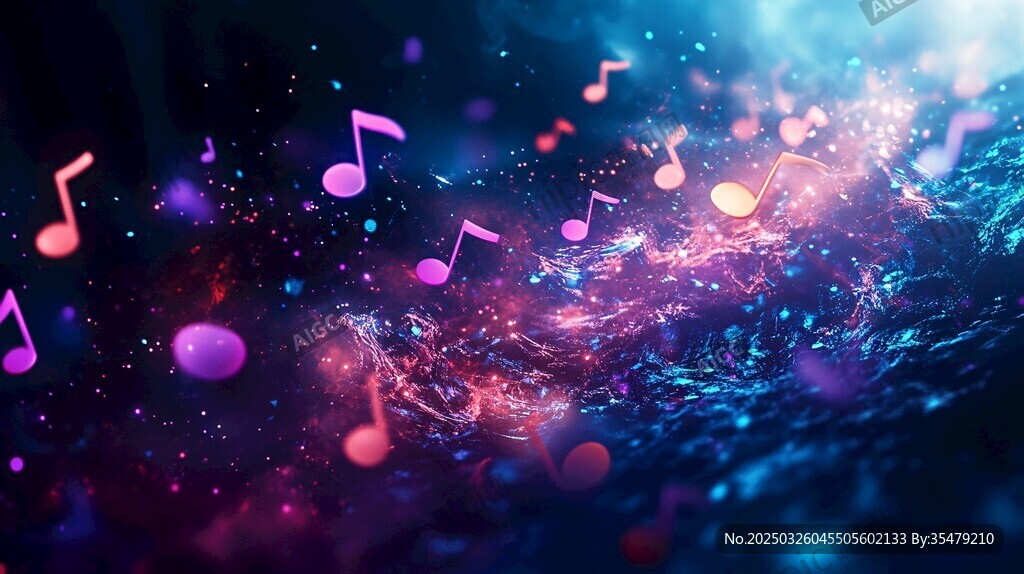 夢幻音樂音符宇宙場景