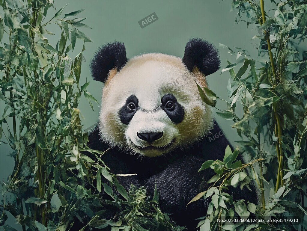 竹林中的可愛大熊貓