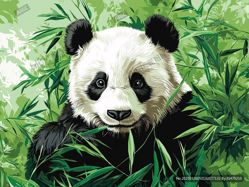 竹林中的可愛大熊貓