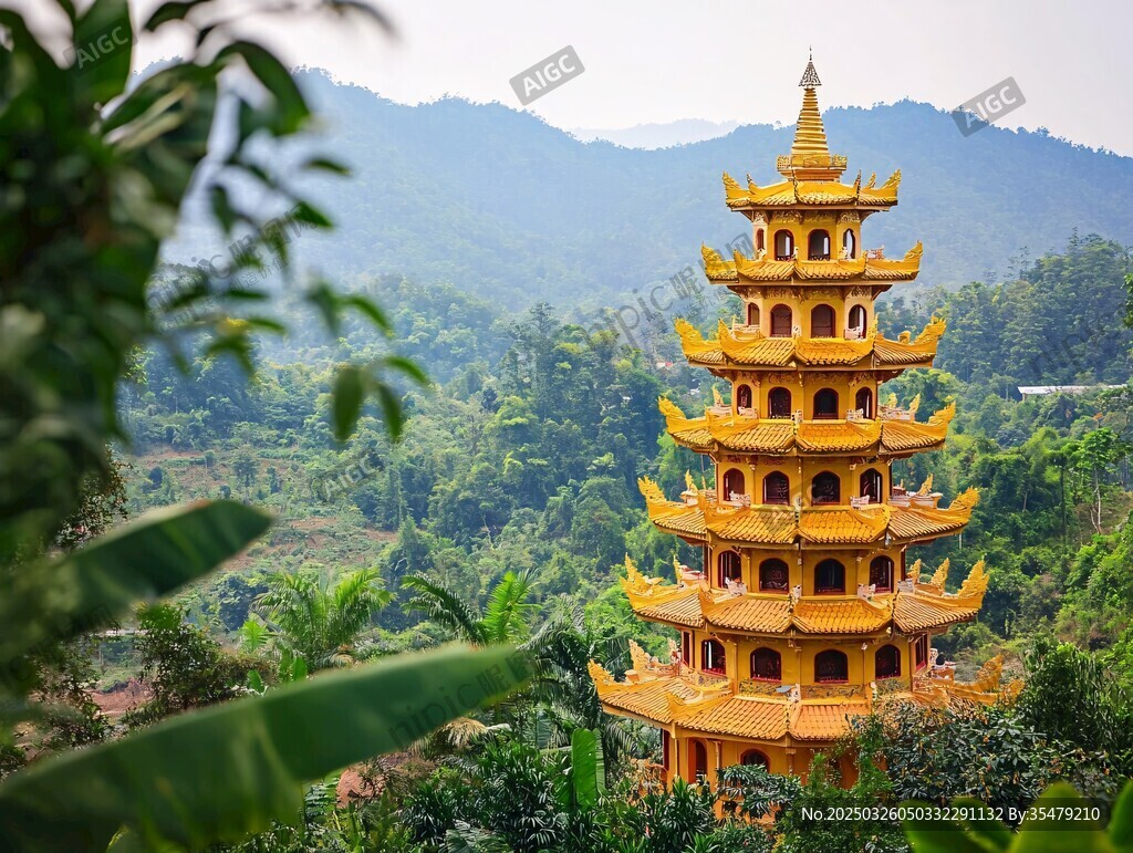 山林中的金黃寶塔