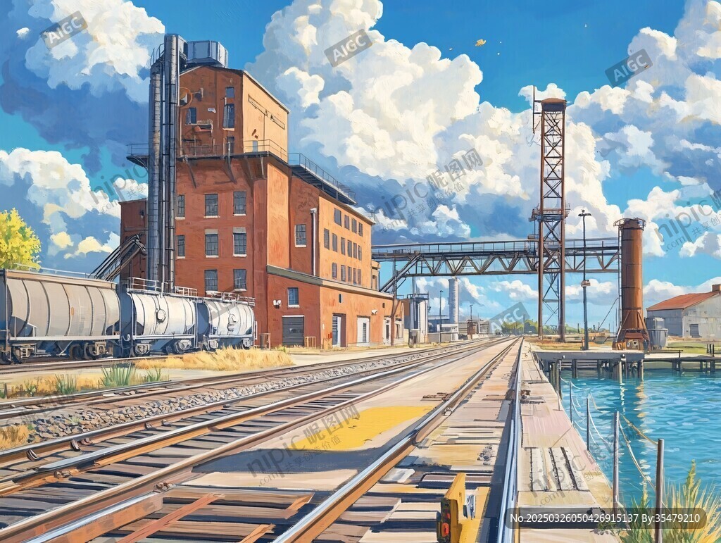 河畔鐵路旁的工業風建筑