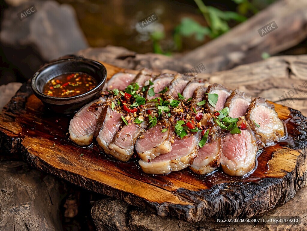 香煎嫩牛排配特色蘸料