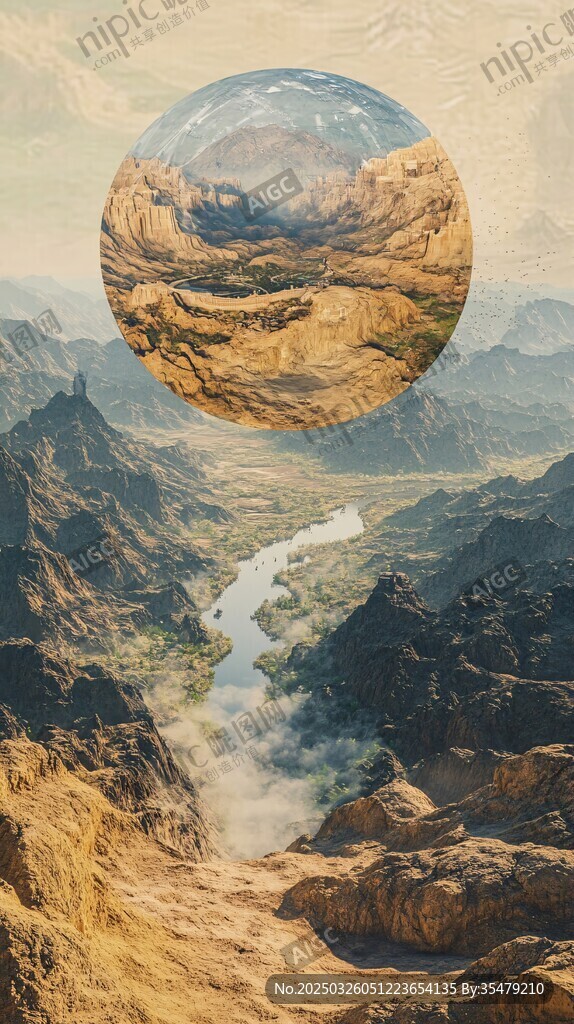 夢幻山谷中的奇幻懸浮景觀