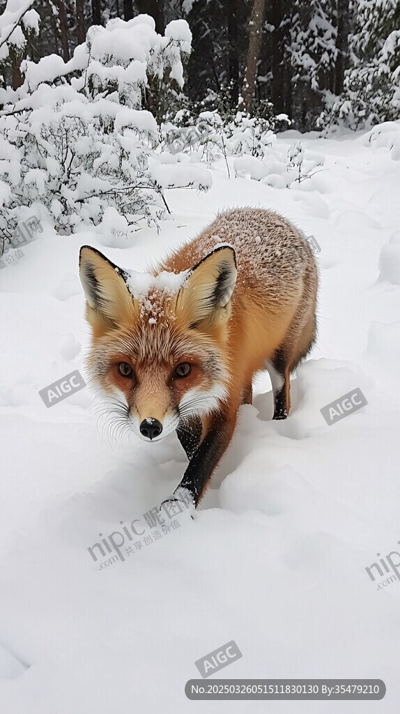 雪地中的赤狐