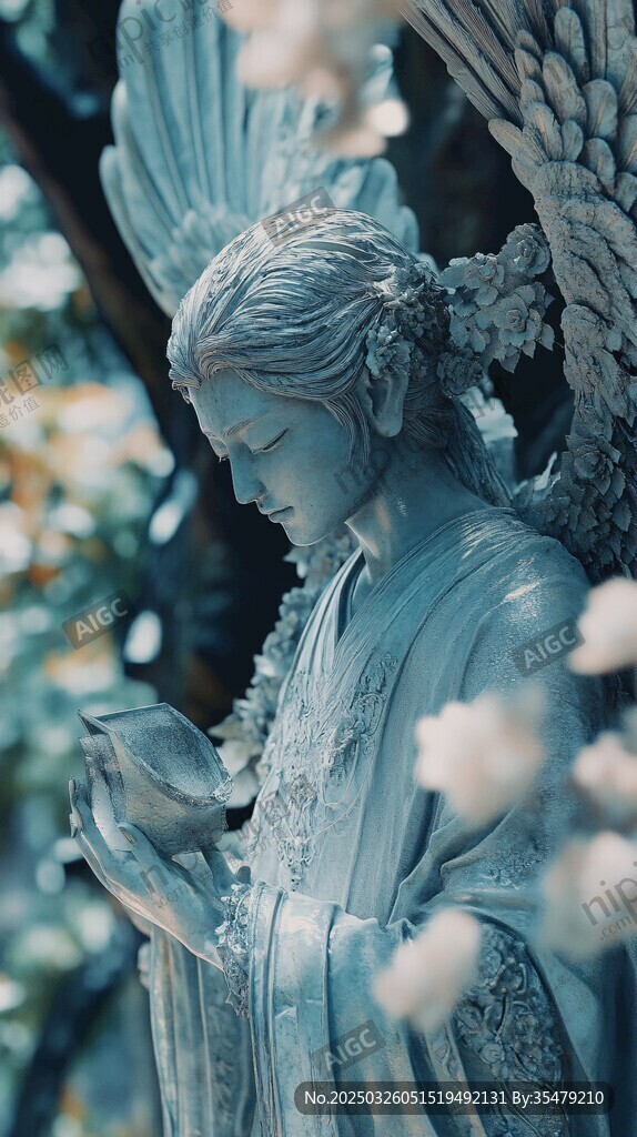 優(yōu)雅天使手持圣物凝思