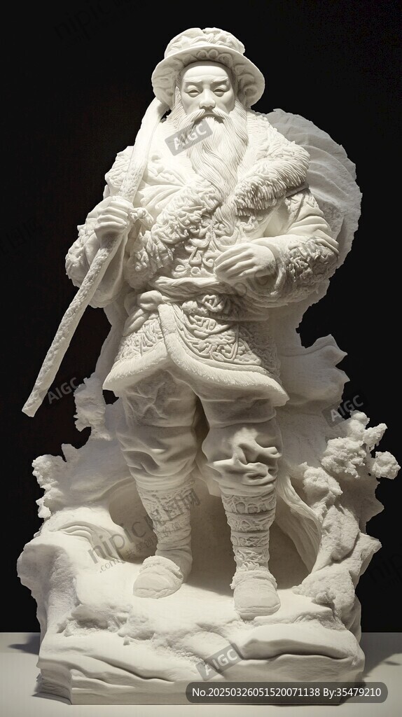 古代武將白色雕塑藝術品